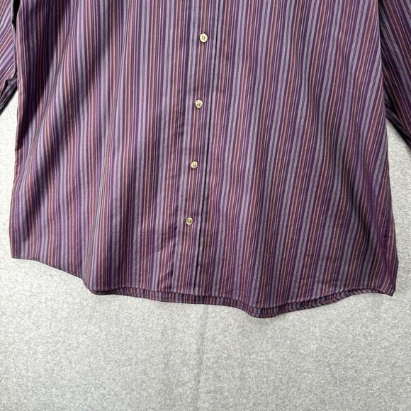 Eddie Bauer Mens TXL Button Down Shirt Wrinkle Resistant Purple Striped Work - Picture 3 of 12